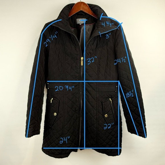 Gallery Black Quilted Mid-Length Coat – Gold Hardware – Women’s Size Medium - Picture 7 of 7